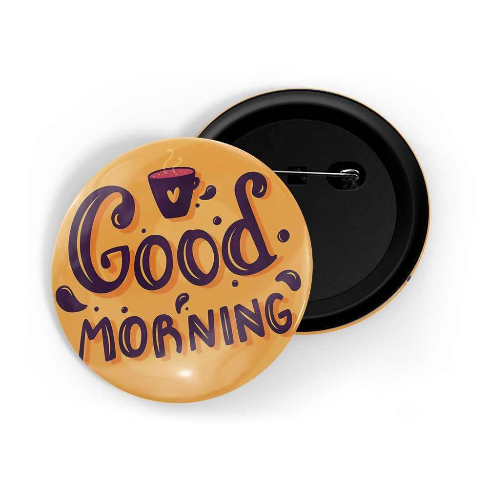dhcrafts Pin Badges Orange Color Wish Good Morning D4 Glossy ...