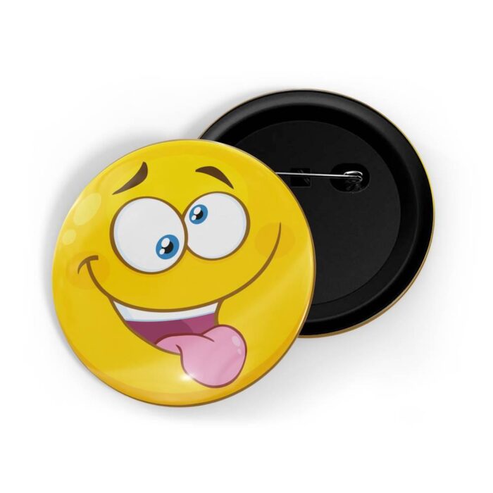 dhcrafts Pin Badges Yellow Colour Goofy Face Emoji Glossy Finish Design Pack of 1