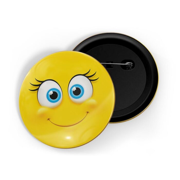 dhcrafts Pin Badges Yellow Colour Lady Smiling Face Emoji Glossy Finish Design Pack of 1