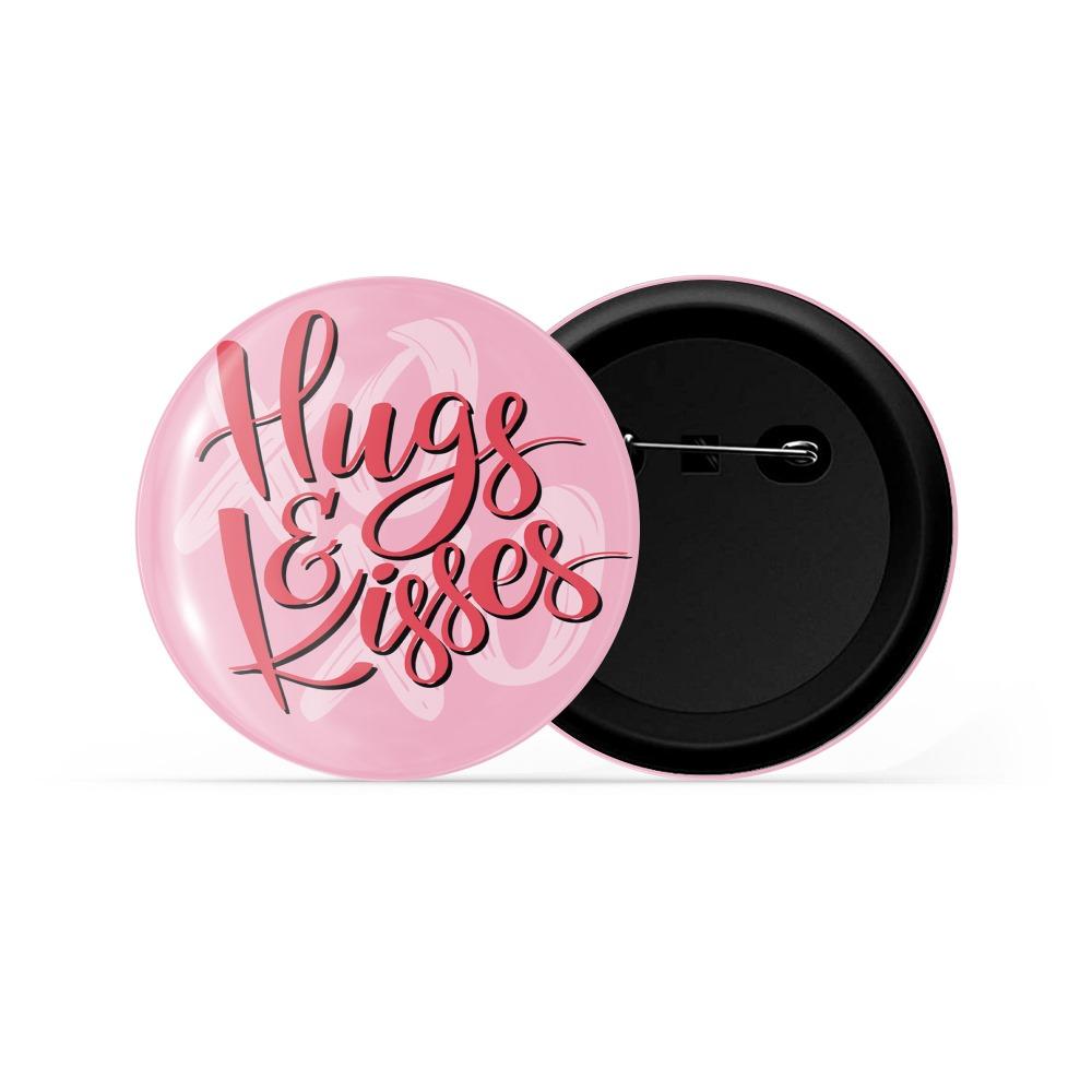 dhcrafts Pin Badges Pink valentine's day Hugs & Kisses Glossy ...
