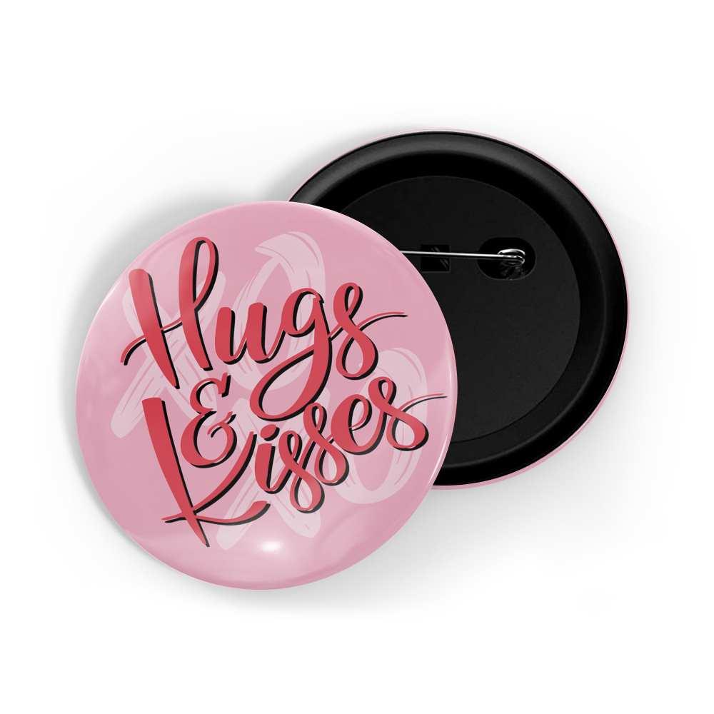 dhcrafts Pin Badges Pink valentine's day Hugs & Kisses Glossy ...