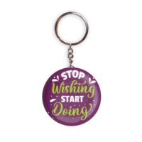 HOLA Keychains Purple color Handmade Stop Wishing Start Doing