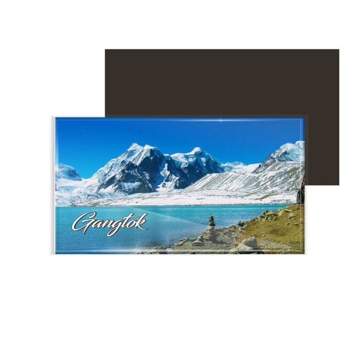 dhcrafts Fridge Magnet Rectangle Acrylic Glass (8.6 x 5.4 cm) Sikkim Gangtok Design Pack of 1