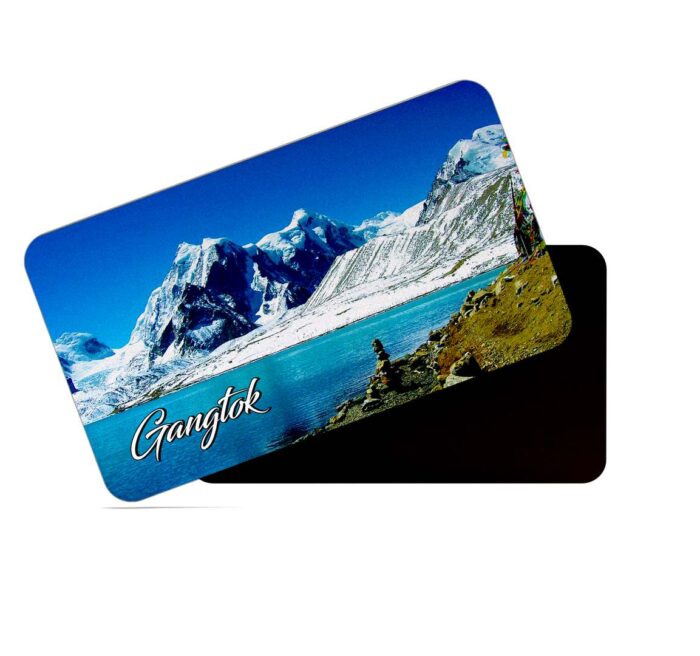 dhcrafts Rectangular Rubber Fridge Magnet / Magnetic Card Multicolor Sikkim Gangtok Design Pack of 1 (8.6cm x 5.4cm)