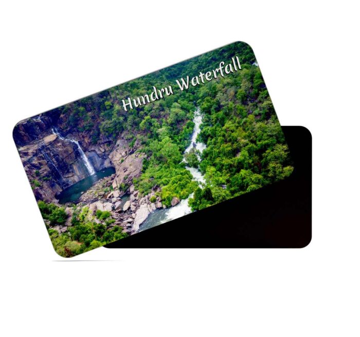 dhcrafts Rectangular Rubber Fridge Magnet / Magnetic Card Multicolor Jharkhand Hundru Waterfall Design Pack of 1 (8.6cm x 5.4cm)